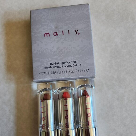 MALLY BEAUTY H3 Gel Lipstick Trio Berry Peach NIB Neutrals Nourishing Hydrating - Picture 1 of 8